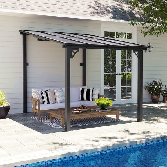 AOXUN 12' x 10' Hardtop Gazebo Outdoor Aluminum Pergola For Garden, Patio, Backyard-Black