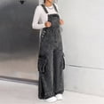 thumbnail image 3 of XIMIN Cargo Jean Overalls for Kid Girls Overalls Demin Wide Leg Cargo jumpsuit Loose Fit Bib Baggy Jean Wide Leg Bib Utility Stretchy Denim Jumpsuit Overall Loose 90s Trendy, 3 of 4