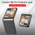 thumbnail image 6 of Allytechgroup Fiber Pattern Phone Case for Motorola Razr 60, Slim Fit Lightweight Shockproof Anti-Fall Anti-Scratch Non-Slip Luxury Folding Case for Motorola Razr 2025, Black, 6 of 11