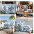 thumbnail image 2 of 2 Pack Outdoor Waterproof Throw Pillow Covers,Classic Sea Blue Coral Decorative Square Pillow Case Patio Pillowcases for Chair Couch Sofa 16x16in, 2 of 9