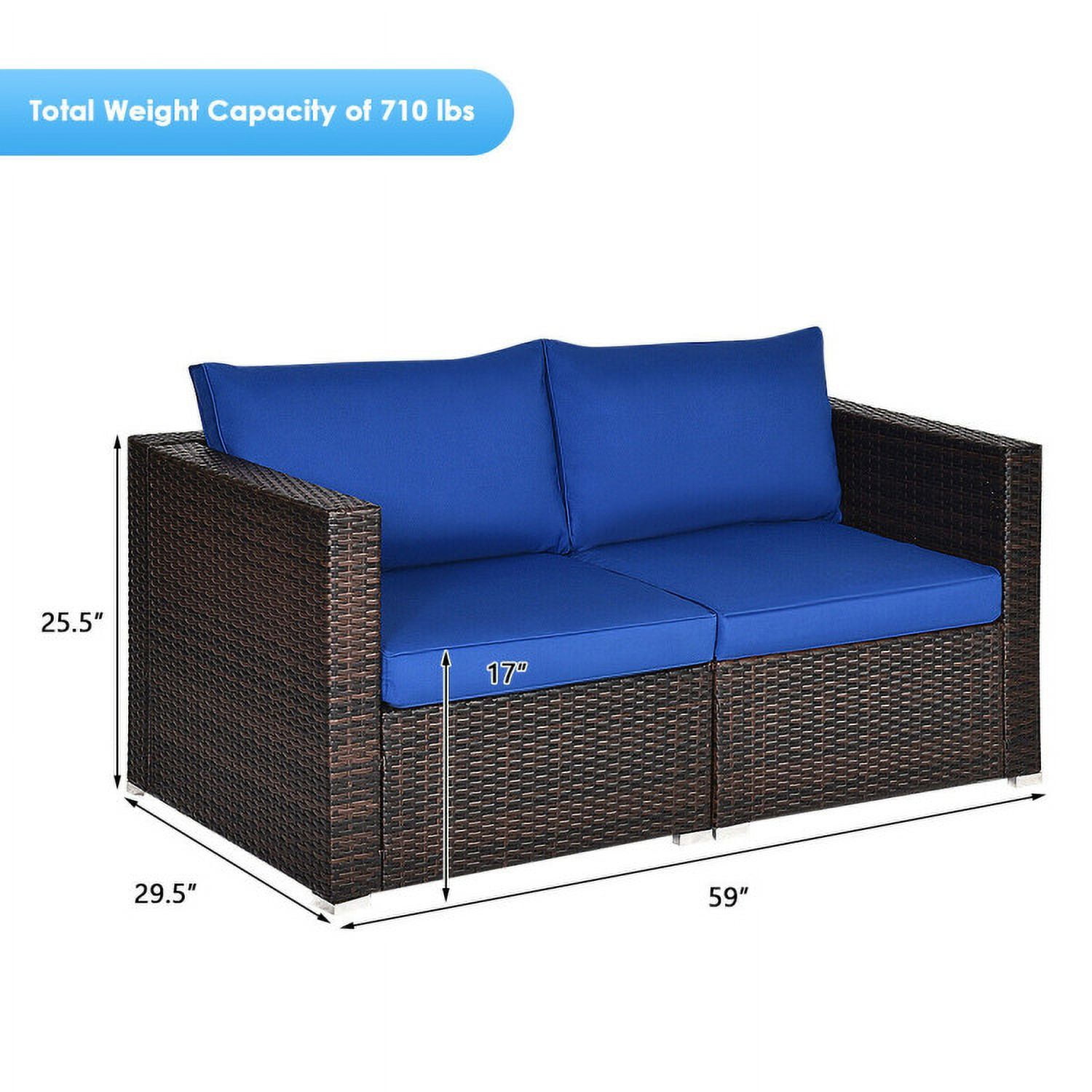 Aimee Lii 2PCS Patio Rattan Sectional Conversation Sofa Set, Outdoor Patio Set, Navy Aimee Lii 2PCS Patio Rattan Sectional Conversation Sofa Set, Outdoor Patio Set, Navy