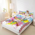 thumbnail image 3 of Castle Fairy Graffiti Baseball Print Bed Sheets 4-Piece, Colorful Ice Cream Drip Full Size Sheets,1 Fitted Sheet, 1 Flat Sheet and 2 Pillowcases, 3 of 6