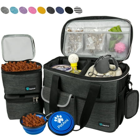 UPC: 0819594027566 | PetAmi Dog Travel Bag  Travel Pet Bag Organizer  Dog Food Travel Bag with Food Container and Bowls  Dog Travel Supplies Gift Accessories for Weekend Camping  Dog Cat Diaper Bag (Charcoal  Medium)