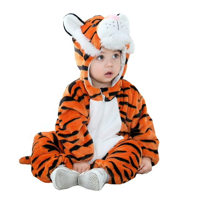 Disfraz TONWHAR, mameluco unisex con forma de animal para bebé, tigre naranja, 1-3 m