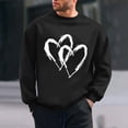thumbnail image 2 of WREESH Mens Valentines Sweatshirts Graphic Oversized Sweatshirts Loose Casual Heart Printed Round Neck Pullover Tops Spring Shirt Black, 2 of 6