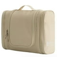 thumbnail image 2 of tzyudk Portable Hook Toiletry Bag Travel Cosmetic Storage Bag Cosmetic Bag Large Capacity Three-open Cosmetic Bag Affordable Useful Beige Oxford Cloth, 2 of 6
