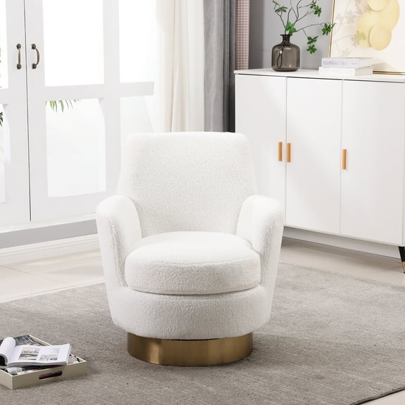 Swivel Armchair, Comfy Reading Chair For Bedroom, 360° Silent Base, Ergonomic & Deep Seat Chair, Smooth Spin, Seat, Living Room