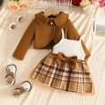 thumbnail image 2 of mgoYE Baby Girl Clothes Toddler Dresses Infant Fall Winter Outfits Little Coat Princess Cardigan Dress Set 9 12 18 24m 3t(Brown,9-12 Months), 2 of 9