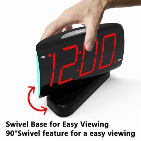 Jombo 1.8-Inch LED Digital Clock with 90 ยฐ Rotation - Red Display Screen, Adjustable Angle, Modern Desk Alarm Clock
