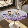 thumbnail image 2 of SEANATIVE 2 PCS Fitted Spandex Round Tablecloths 24" Diameter Cocktail Table Top Cover Decorative and Practical High Top Table Cloths Covers, Butterfly Dragonfly Flower Violet, 2 of 7