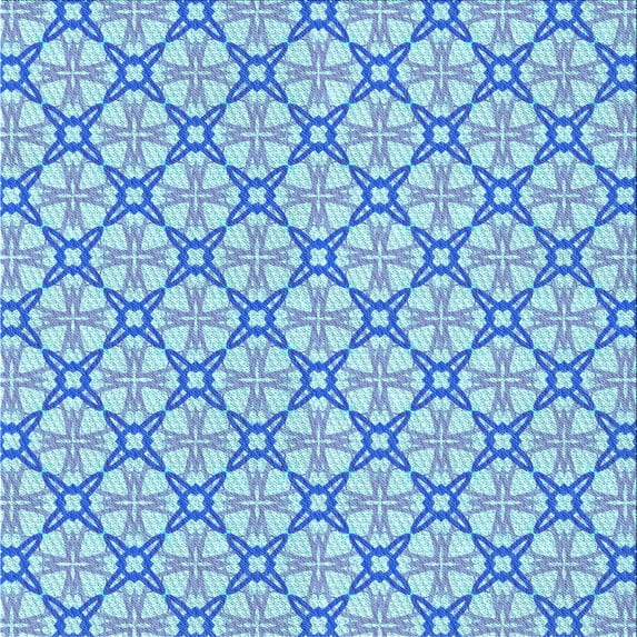 Ahgly Company Machine Washable Indoor Square Transitional Blue Ribbon Blue Area Rugs, 6' Square