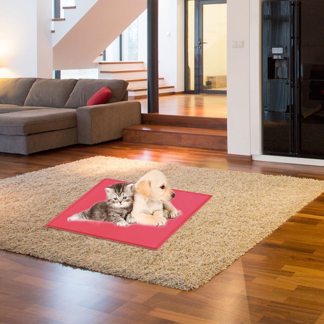 GAXIRE Alfombrilla Para Alimentación De Mascotas Roja De Silicona Ecológica Con Bordes Antivuelco Y Resistente