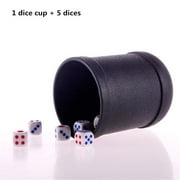 ROZYARD Black PVC Dice Cup Board Game KTV Pub Casino Party Game Dice Box with 5 Dices Great Performance