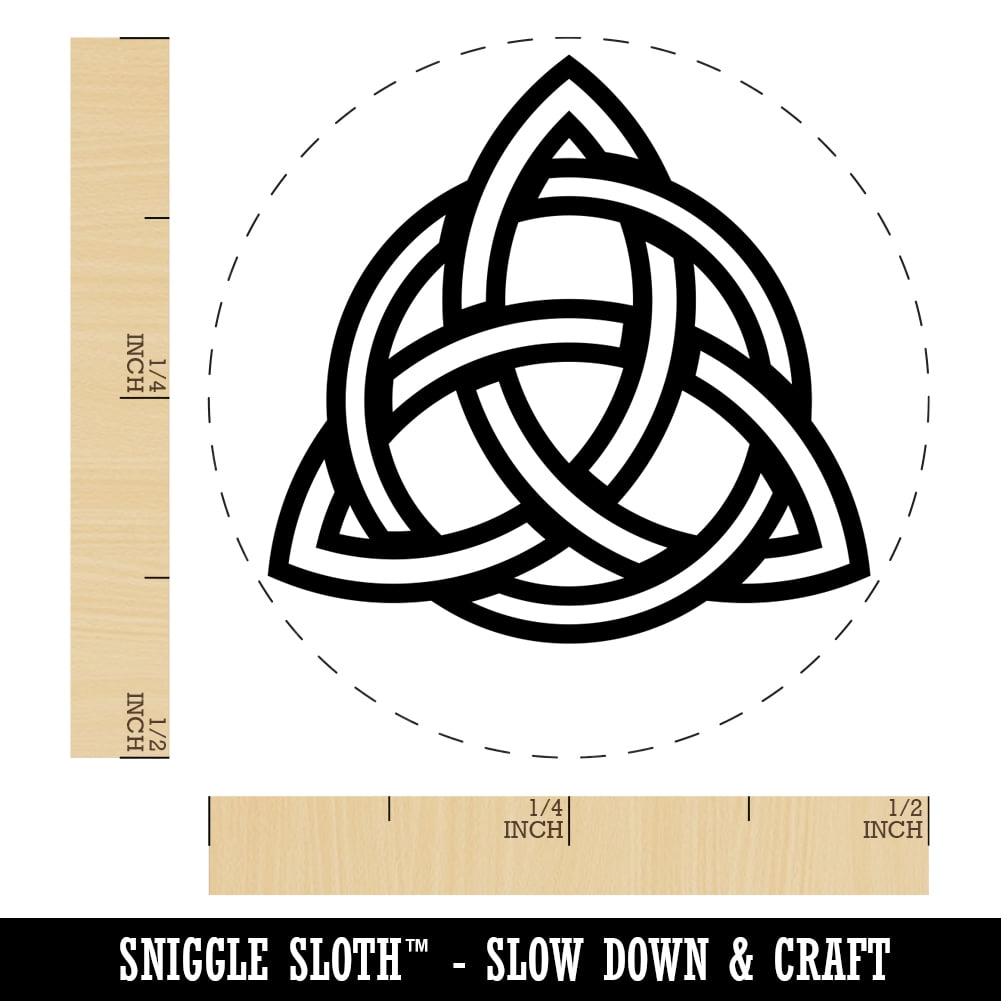 Celtic Triquetra Knot Outline Self-Inking Rubber Stamp Ink Stamper - Blue Ink - Mini 1/2 Inch