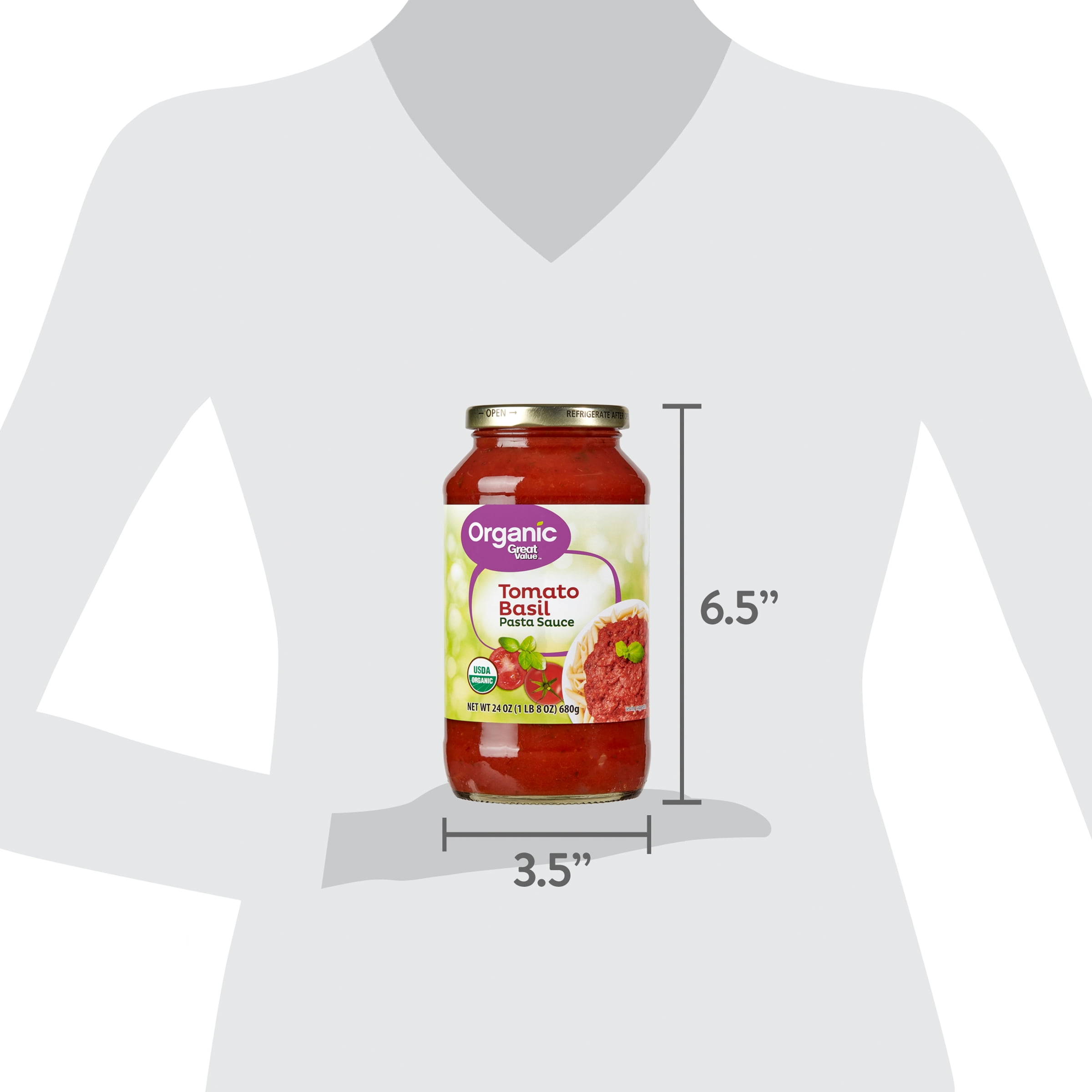 (3 pack) Great Value Organic Tomato Basil Pasta Sauce, 24 oz