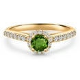 thumbnail image 3 of Gem Stone King 10K Yellow Gold Green Chrome Diopside and Lab Grown Diamond Engagement Ring for Women | 0.79 Cttw | Round 5MM | Gemstone Birthstone | Size 7, 3 of 6