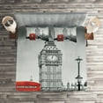 thumbnail image 2 of Ambesonne London Quilted Coverlet 3 Pcs, Telephone Booth Big Ben, King Size, Red Grey, 2 of 2