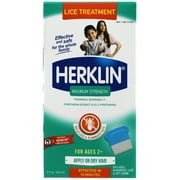 Herklin Head Lice Treatment Shampoo, Prevents Lice, Eliminates Nits, All Hair Types, 2 Fo 1 Pack