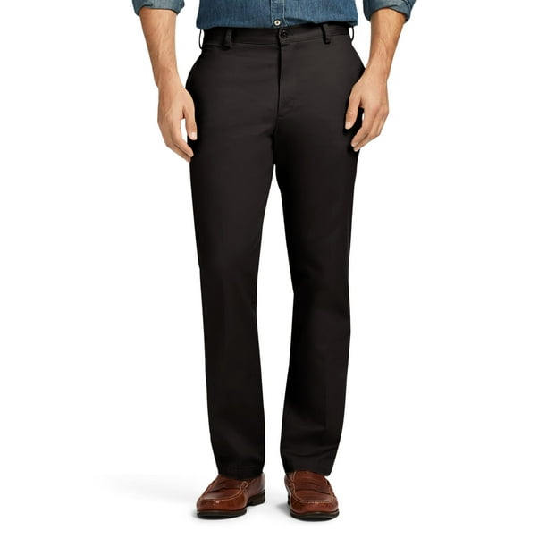 Pantalón chino americano IZOD para hombre, parte delantera plana, corte ajustado, negro, 32 de ancho x 29 de largo