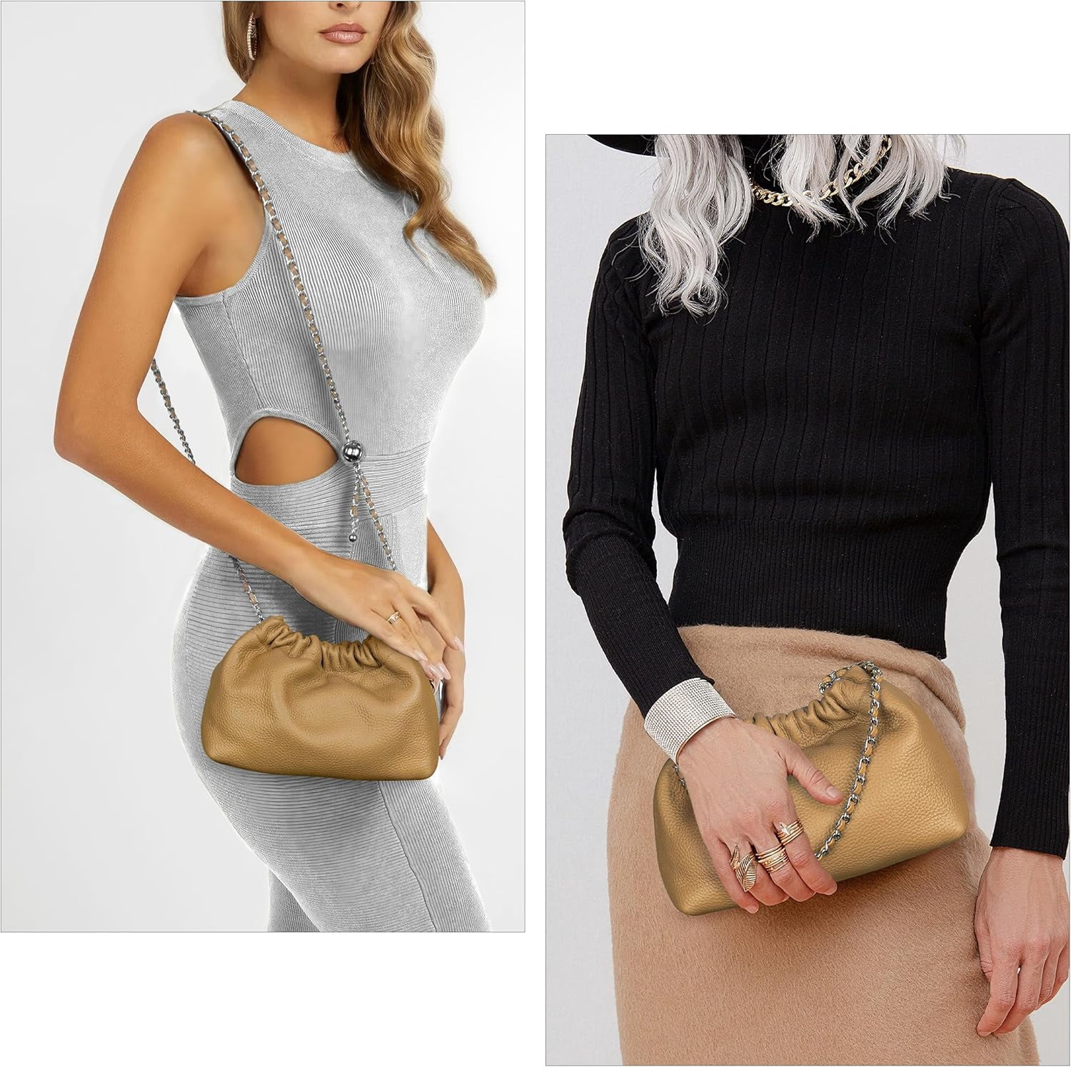 Small Crossbody Bag For Women Trendy.Dumpling Bag Clutch Purse For Women Evening Bag Cloud Purse Vegan Leather Hobo Bag