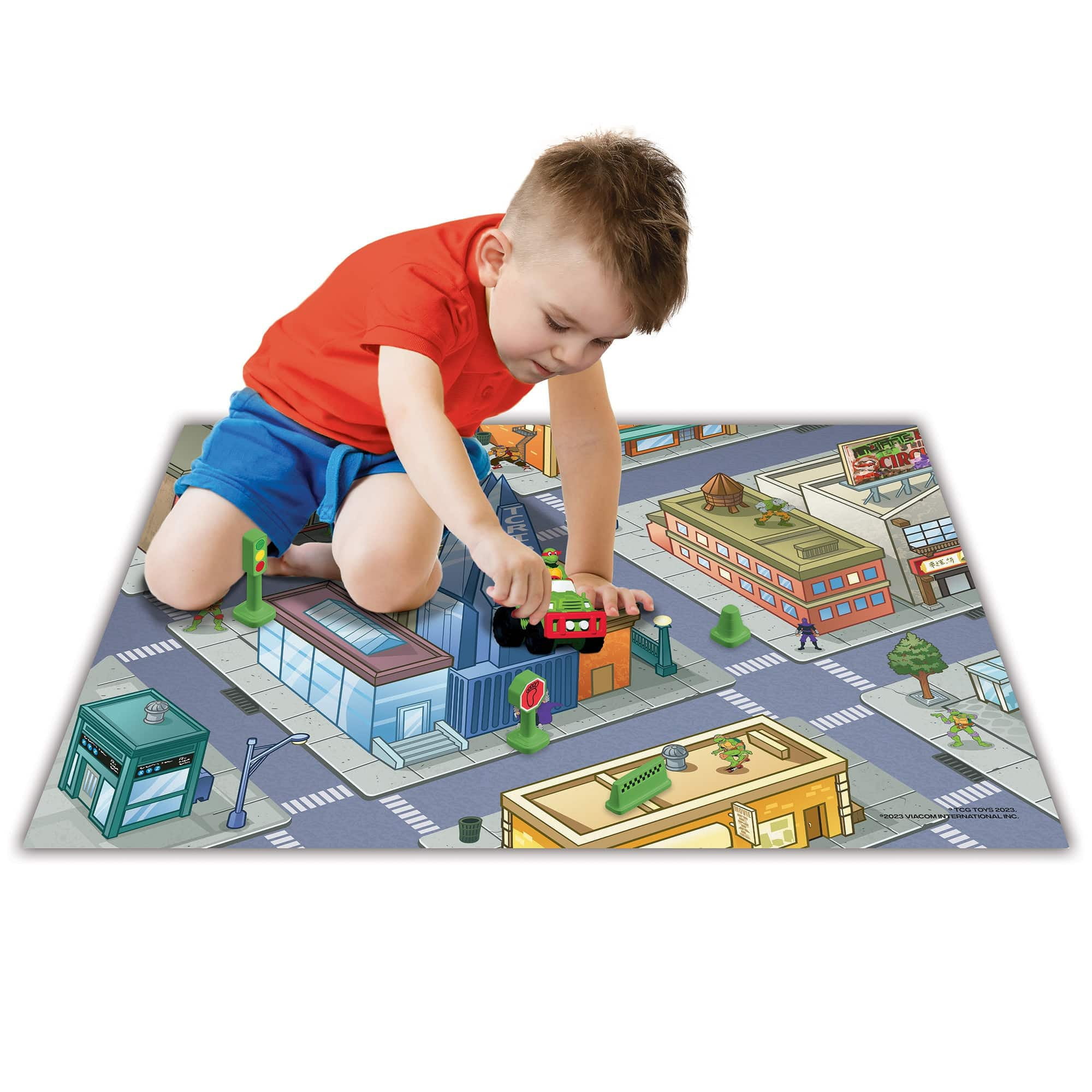 Imaginmat: Deluxe - TMNT - Floor Playmat & Toy Car, 30.5 x 20.5", Character Vehicle & Road Accessories, Durable EVA Foam Mat, Licensed, Kids Ages 3+