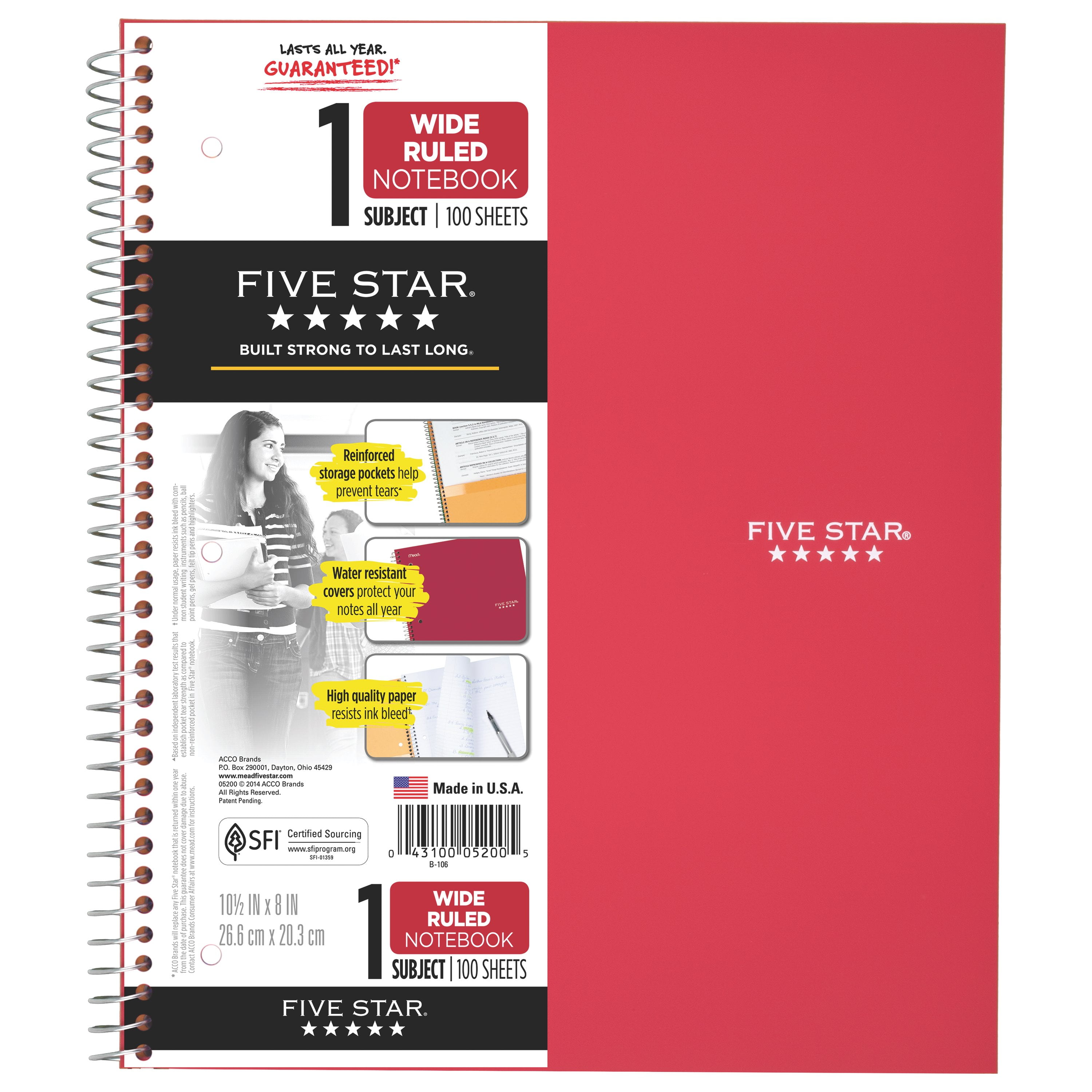 Five Star Mead School Supplies - Wirebound Notebook, 1