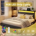thumbnail image 4 of Bolvdo Twin Bed Frame with Storage Headboard, Drawers, LED Light & Charging Station, Noise-Free, Easy Assembly, Classic Black, 4 of 7