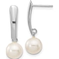 thumbnail image 1 of 14K White Gold 6-7mm Round Fwc Pearl Dangle Earrings Made In Canada xfw263e, 1 of 5