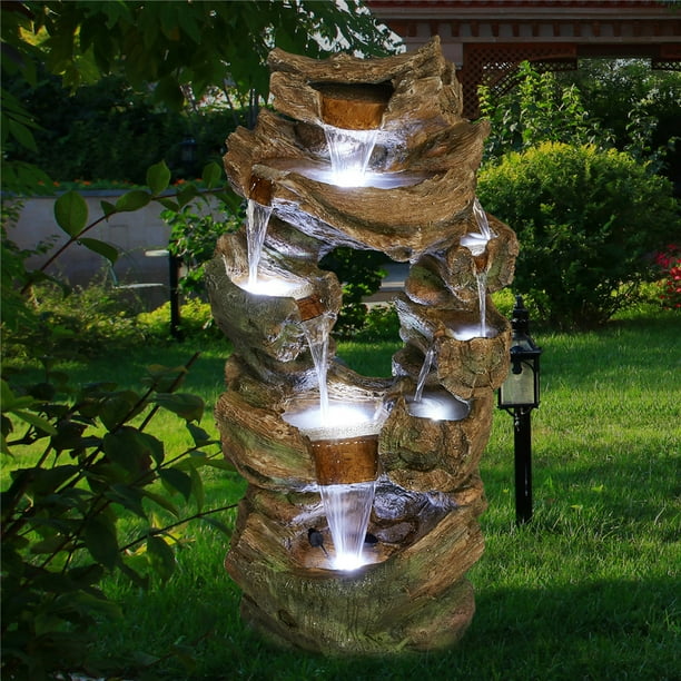 Fountain Segmart Outdoor Water Fountains Garden With Lights 8 Tier Waterfalls Indoor 39 Tall Resin For Patio Deck Porch Relaxing Sound H2304 Com Fountain Segmart Outdoor Water, Enchanted Garden Water Fountain Parts