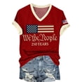 thumbnail image 6 of Womens Tops 250Th Anniversary Print V Neck T Shirt Patriotic Casual Loose Top T-Shirts for Women Red Xl, 6 of 7