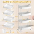 thumbnail image 2 of Carrito Organizador 4 Niveles, Carrito Organizador con Ruedas de Metal, Carritos Auxiliar con 12 Ganchos y 6 Cajas, Carritos de Servicio para Cocina Baño Estética., 2 of 4