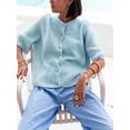 thumbnail image 4 of FOCUSNORM Women Autumn Knit Cardigan Half Sleeve Round Neck Solid Color Button Up Knitwear, 4 of 7