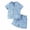 Light Blue, variant on Boy's Summer Beach Outfits Textured Button Down Shirt and Short Sets Blue Toddler Clothes Vacation Outfits 4T
