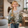 thumbnail image 4 of Xixirimido Cat Butterfly Daisy Floral Pattern Girls Casual Tunic Tops Tie-hem Long Sleeve Loose Soft Blouse T-Shirt Cute Graphic Girls Shirts, Size 5-6, 4 of 7