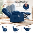 thumbnail image 5 of JMYMRY Swivel Rocker Recliner Chair with Vibration Massage and Heating, Cup Holders and Side Pockets, Adjustable Lounge Chair for Living Room, Blue, 5 of 8