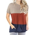 thumbnail image 1 of T-shirt Décontracté à Manches Courtes avec Poche et Col Rond Assorti pour Femmes, 1 of 2