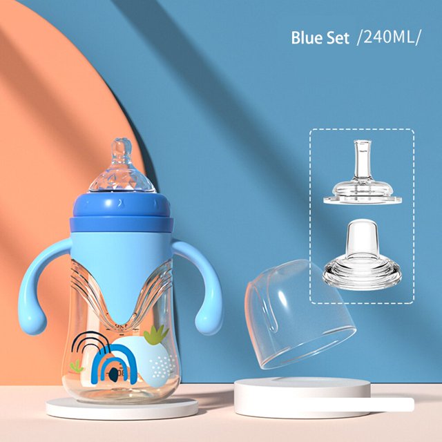 Taza de alimentación de bebé de 240/300ml para niños, botella para aprender a beber, taza de entrenamiento para recién nacidos con pajita, taza de agua potable para aprender