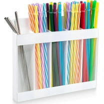 Acrylic Straw Holder for Cabinet,Reusable Straw Dispenser with Double Sided Adhesive for Standard Size Drinking Straws, Straw Holder for Kitchen Counters and Cupboards