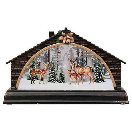 

forYULIK Glass Christmas Christmas House Manger Snow House Decoration Night Light Home Decoration Props Christmas Gift Decoration