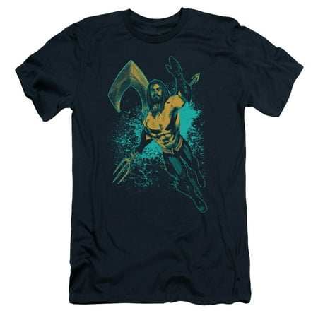 Aquaman Movie Make A Splash S/S Adult 30/1 T-Shirt Navy
