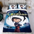 thumbnail image 4 of Coraline Conjunto de sábanas temático, trío de piezas, cómodo y amigable con la piel, diseño único, regalo de decoración para el hogar para familiares, amigos y fans,140cm *210cm, 4 of 6