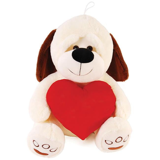 Valentine Plush Dog Holding a Red Heart - Walmart.com - Walmart.com