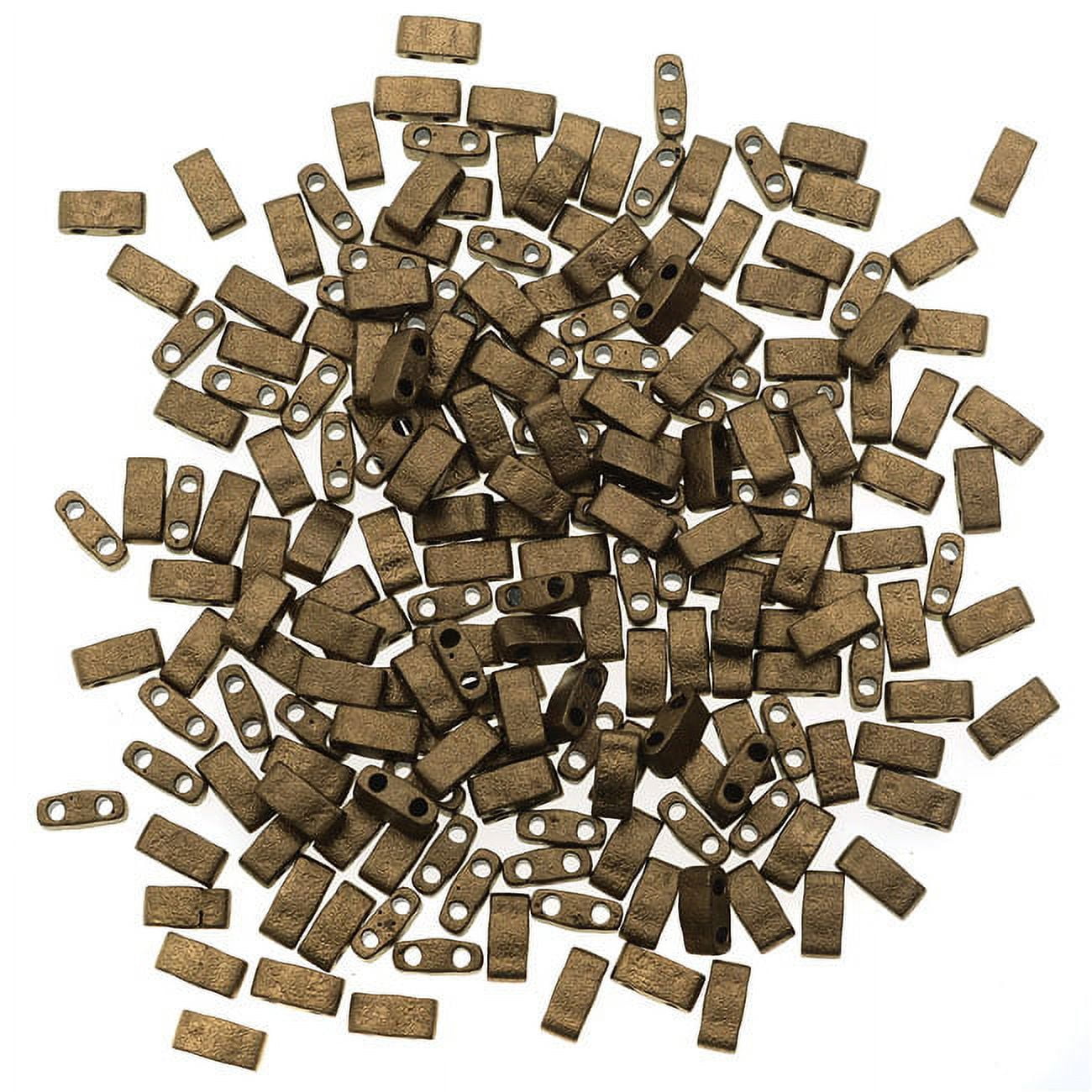 Miyuki Half Tila 2 Hole Rectangle Beads 5x2.3mm Matte Metallic Bronze 7.8 Grams