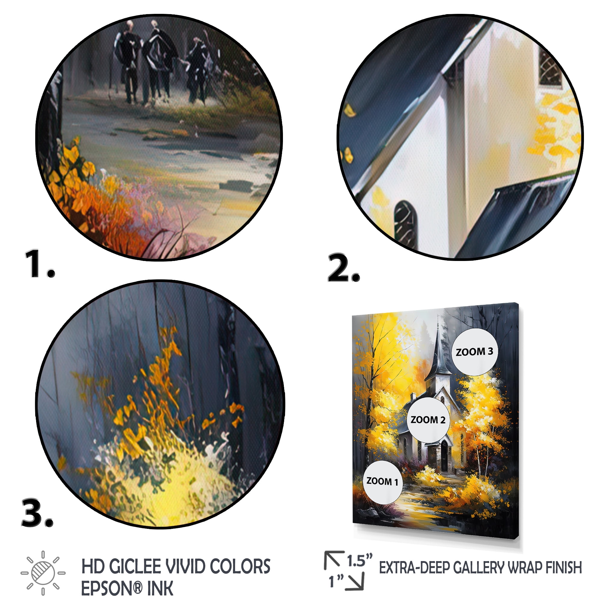 Designart Church In Forest In Autumn I Canvas Wall Art