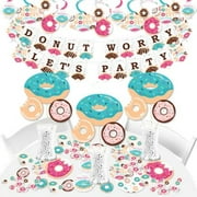 Angle View: Donut Worry, Let’s Party - Doughnut Party Supplies - Banner Decoration Kit - Fundle Bundle