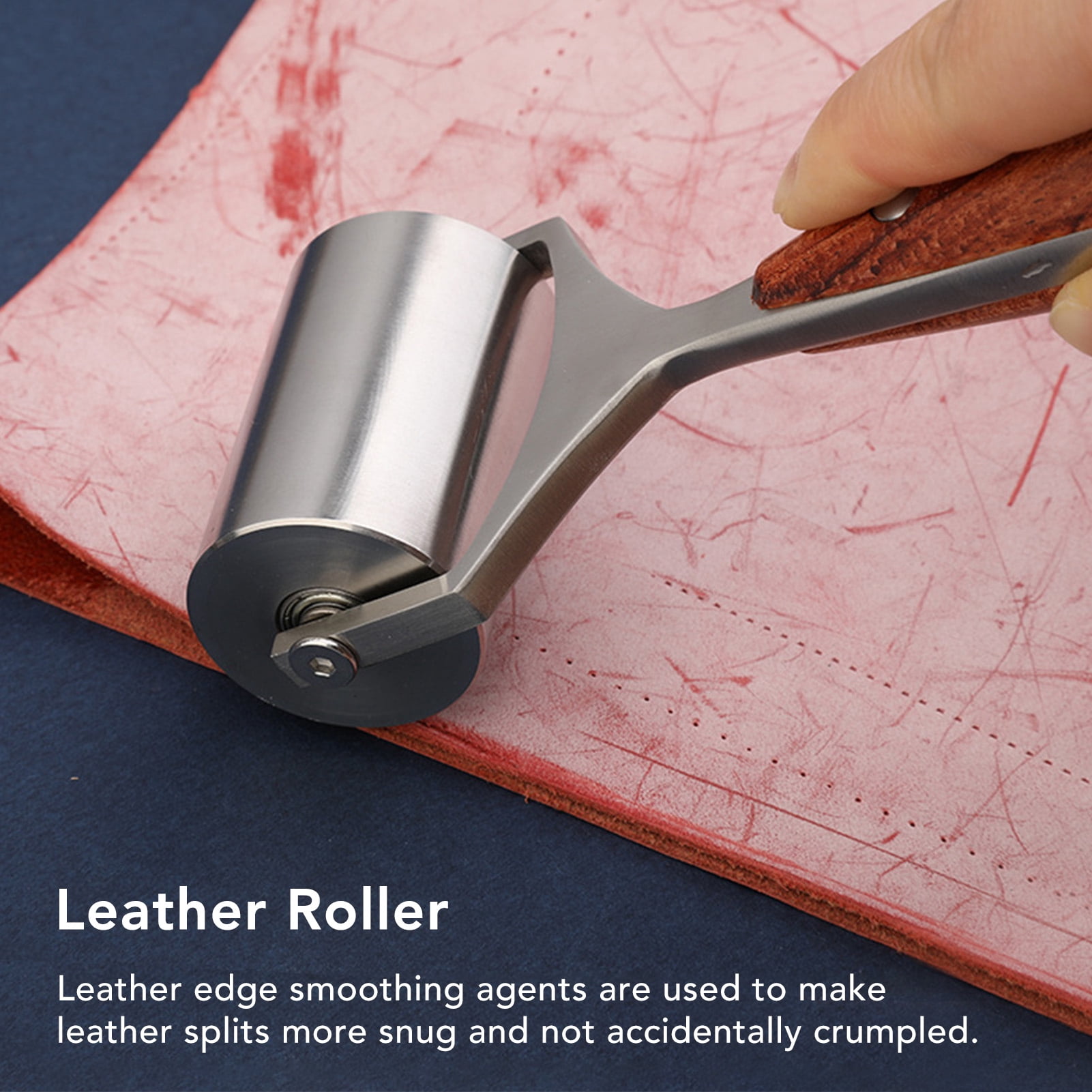Leather Press Edge Roller,Leather Roller High Hardness Wear Resistance Leather Press Roller DIY Leather Tools with Log Handle,Leather Press Roller