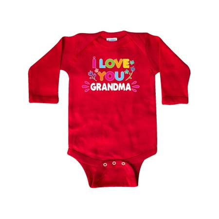 

Inktastic I Love You Grandma with Flowers Gift Baby Girl Long Sleeve Bodysuit