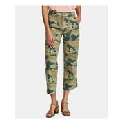 Free People Womens High-Rise Denim Straight Leg Pants Green 28
