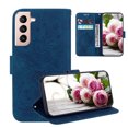 thumbnail image 1 of Embossed Wallet Case For Samsung Galaxy S21 FE , Retro PU Leather Butterfly Rose Pattern Card Slots Cash Pocket Flip Stand Magnetic Closure Protective Cover For Samsung Galaxy S21 FE,Blue, 1 of 11