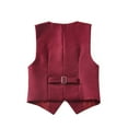 thumbnail image 2 of Visaccy 4 Piece Boys' Formal Suit Set with Vest Pants Dress Shirt and Tie Burgundy 12Years, 2 of 5
